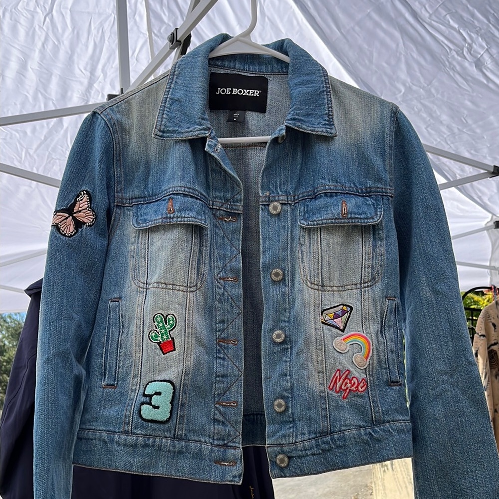 Joe Boxer Blue Denim Jacket with Fun Patches